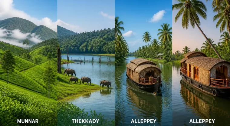 Kerala Delight Munnar Thekkady and Alleppey Houseboat Tour Package 4N/5D